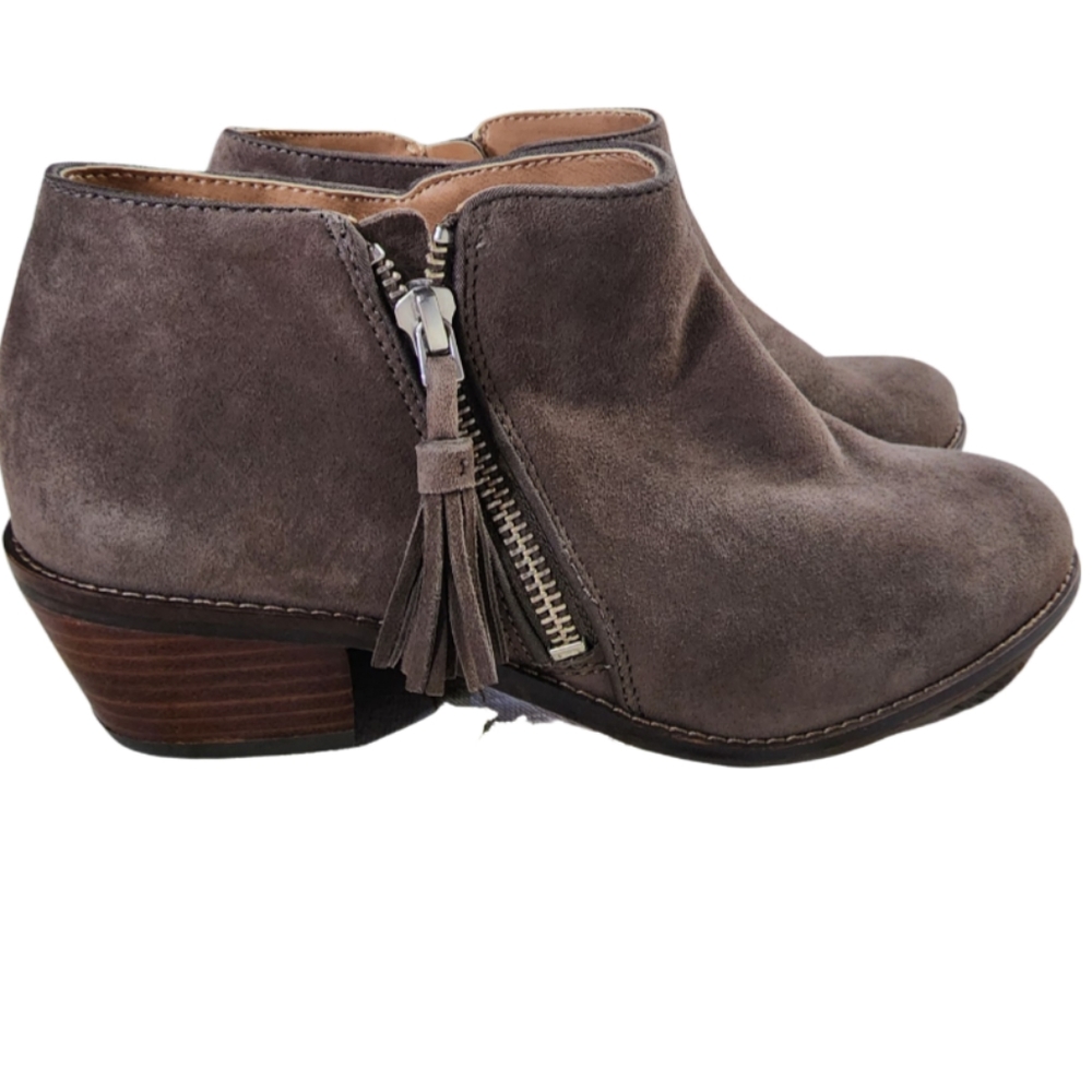 Vionic Beige Greige Ankle Boots with Tassel Zipper
